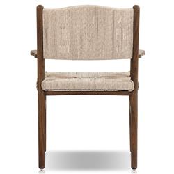Hirom Rustic Lodge Woven Brown Teak Wood Outdoor Dining Arm Chair|