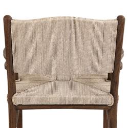 Hirom Rustic Lodge Woven Brown Teak Wood Outdoor Dining Arm Chair|