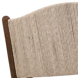 Hirom Rustic Lodge Woven Brown Teak Wood Outdoor Dining Arm Chair|