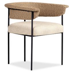 Penelope Modern Classic Beige Woven Outdoor Dining Arm Chair|