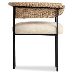 Penelope Modern Classic Beige Woven Outdoor Dining Arm Chair|