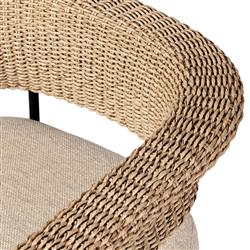 Penelope Modern Classic Beige Woven Outdoor Dining Arm Chair|