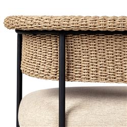 Penelope Modern Classic Beige Woven Outdoor Dining Arm Chair|