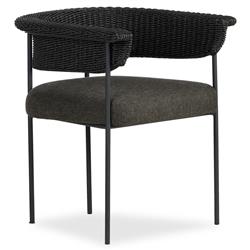 Penelope Modern Classic Black Woven Outdoor Dining Arm Chair|