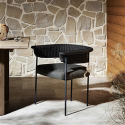 Penelope Modern Classic Black Woven Outdoor Dining Arm Chair|