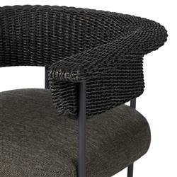 Penelope Modern Classic Black Woven Outdoor Dining Arm Chair|