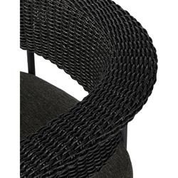 Penelope Modern Classic Black Woven Outdoor Dining Arm Chair|