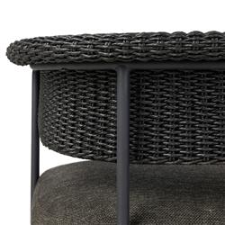 Penelope Modern Classic Black Woven Outdoor Dining Arm Chair|