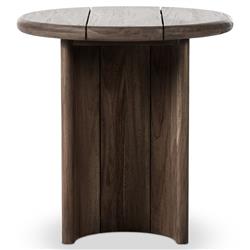 Paris Rustic Lodge Brown Teak Outdoor Round End Table|