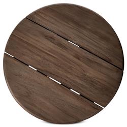 Paris Rustic Lodge Brown Teak Outdoor Round End Table|