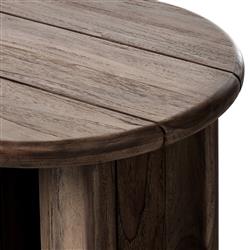 Paris Rustic Lodge Brown Teak Outdoor Round End Table|