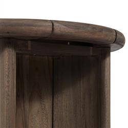 Paris Rustic Lodge Brown Teak Outdoor Round End Table|