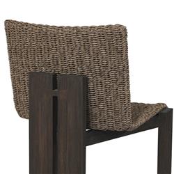 Ursula Coastal Beach Brown Woven Hyacinth Outdoor Dining Chair|
