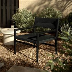 Mable Coastal Beach Black Wicker Teak Outdoor Chair|