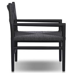 Mable Coastal Beach Black Wicker Teak Outdoor Chair|