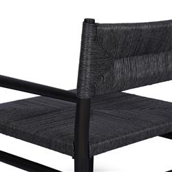 Mable Coastal Beach Black Wicker Teak Outdoor Chair|