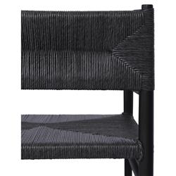 Mable Coastal Beach Black Wicker Teak Outdoor Chair|