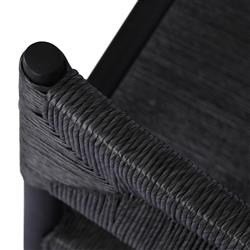 Mable Coastal Beach Black Wicker Teak Outdoor Chair|