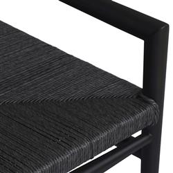 Mable Coastal Beach Black Wicker Teak Outdoor Chair|