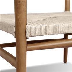 Mable Coastal Beach Off White Wicker Teak Outdoor Chair|