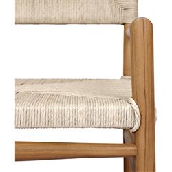 Mable Coastal Beach Off White Wicker Teak Outdoor Chair|