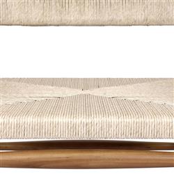 Mable Coastal Beach Off White Wicker Teak Outdoor Chair|