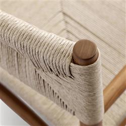 Mable Coastal Beach Off White Wicker Teak Outdoor Chair|