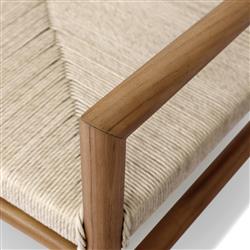 Mable Coastal Beach Off White Wicker Teak Outdoor Chair|