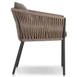 Porter Coastal Brown Upholstered Bronze Aluminum Outdoor Dining Arm Chair|