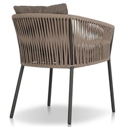 Porter Coastal Brown Upholstered Bronze Aluminum Outdoor Dining Arm Chair|