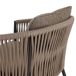 Porter Coastal Brown Upholstered Bronze Aluminum Outdoor Dining Arm Chair|