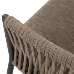 Porter Coastal Brown Upholstered Bronze Aluminum Outdoor Dining Arm Chair|