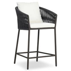 Porter Coastal Beach White Upholstered Bronze Aluminum Outdoor Counter Stool|