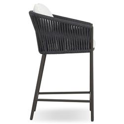 Porter Coastal Beach White Upholstered Bronze Aluminum Outdoor Counter Stool|