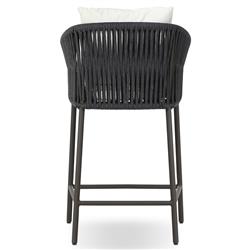 Porter Coastal Beach White Upholstered Bronze Aluminum Outdoor Counter Stool|