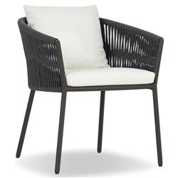 Porter Coastal White Upholstered Bronze Aluminum Outdoor Dining Arm Chair|