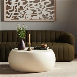 Uriel Modern Classic Cream Concrete Outdoor Round Coffee Table|