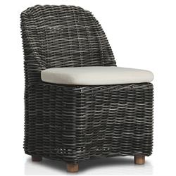Celina Coastal Cream Upholstered Charcoal Teak Outdoor Dining Chair|