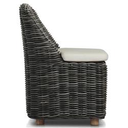 Celina Coastal Cream Upholstered Charcoal Teak Outdoor Dining Chair|