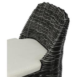 Celina Coastal Cream Upholstered Charcoal Teak Outdoor Dining Chair|