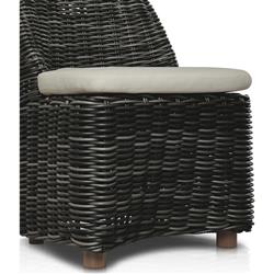 Celina Coastal Cream Upholstered Charcoal Teak Outdoor Dining Chair|