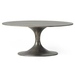 Mona French Country Grey Aluminum Round Outdoor Coffee Table|