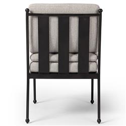 Gretchen French Country Grey Upholstered Black Aluminum Outdoor Dining Chair|
