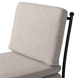 Gretchen French Country Grey Upholstered Black Aluminum Outdoor Dining Chair|