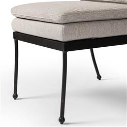 Gretchen French Country Grey Upholstered Black Aluminum Outdoor Dining Chair|