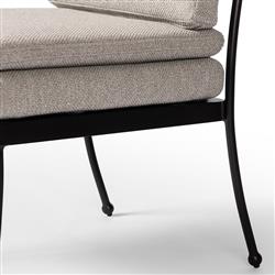 Gretchen French Country Grey Upholstered Black Aluminum Outdoor Dining Chair|