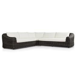 Celina Coastal Cream Upholstered Charcoal Teak Outdoor Sectional - 122"|