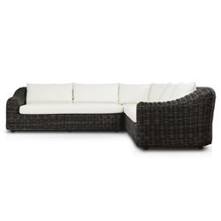 Celina Coastal Cream Upholstered Charcoal Teak Outdoor Sectional - 122"|