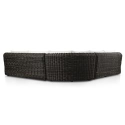 Celina Coastal Cream Upholstered Charcoal Teak Outdoor Sectional - 122"|