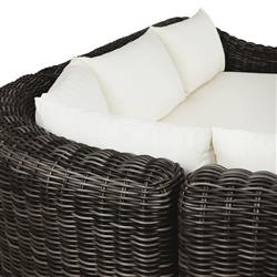 Celina Coastal Cream Upholstered Charcoal Teak Outdoor Sectional - 122"|